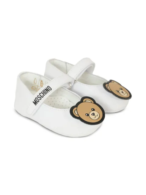 Moschino Kids teddy-embellishment ballerina shoes