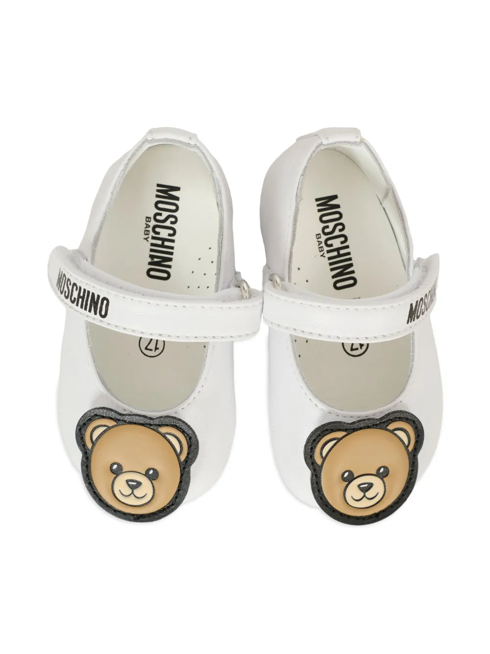 Moschino Kids teddy-embellishment ballerina shoes White