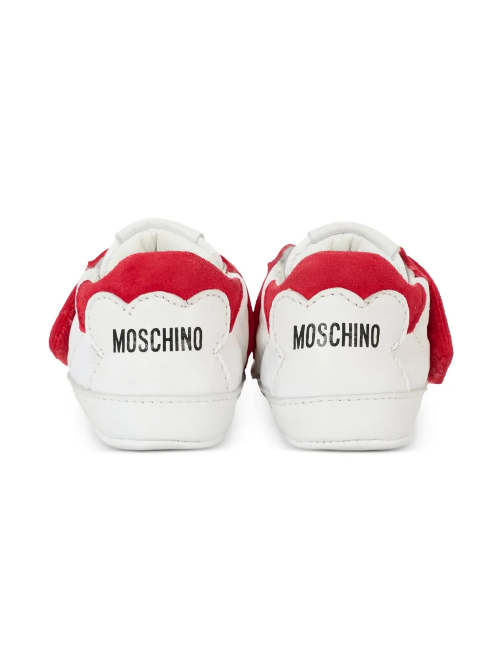 Moschino Kids logo-strap leather sneakers White
