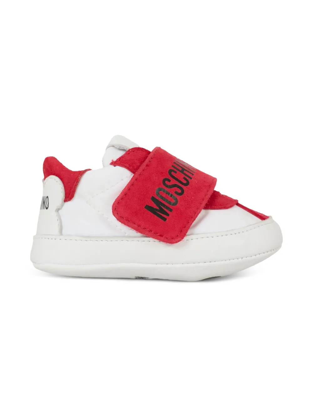 Moschino Kids logo-strap leather sneakers White