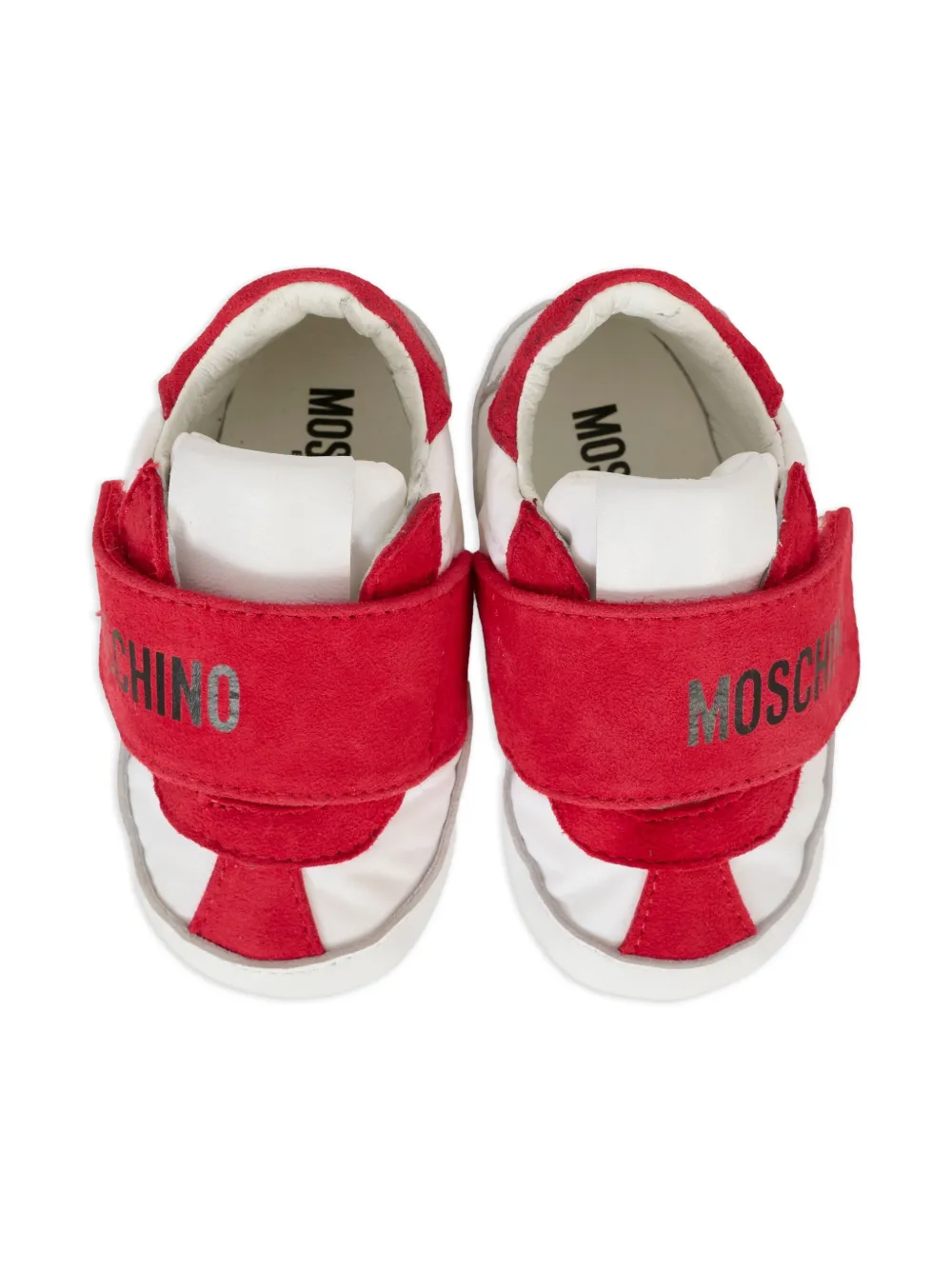 Moschino Kids logo-strap leather sneakers White