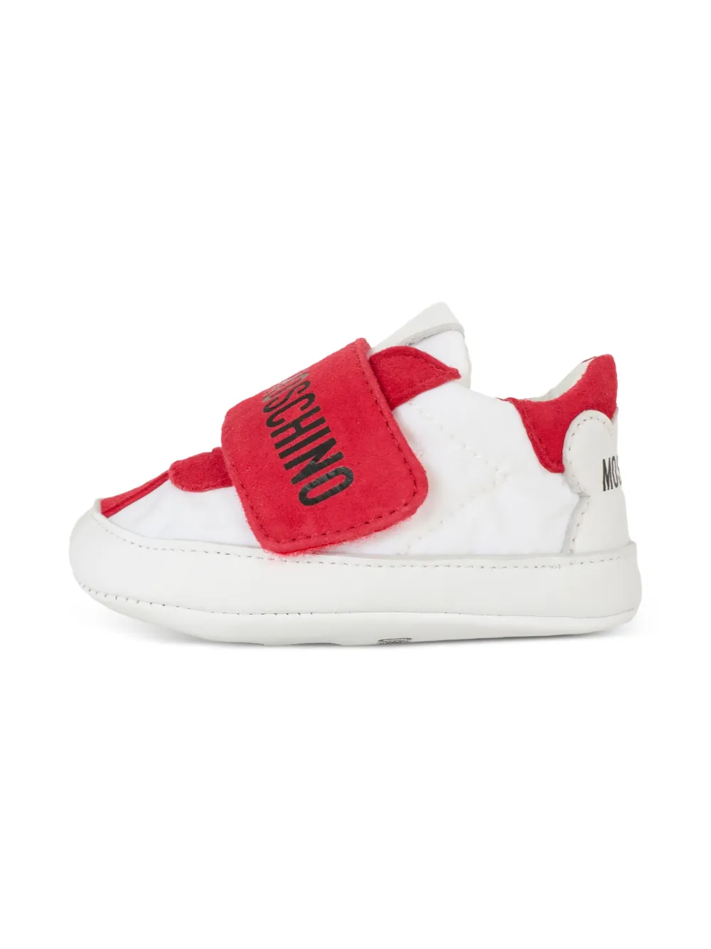 Moschino Kids logo-strap leather sneakers White