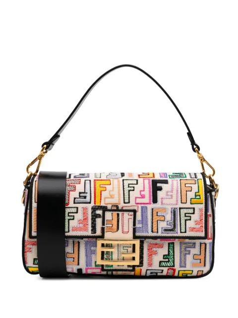 Fendi Pre-Owned 2000-2010 Chinese Valentines Day Baguette Satchel-Tasche aus Canvas mit Zucca-Stickerei