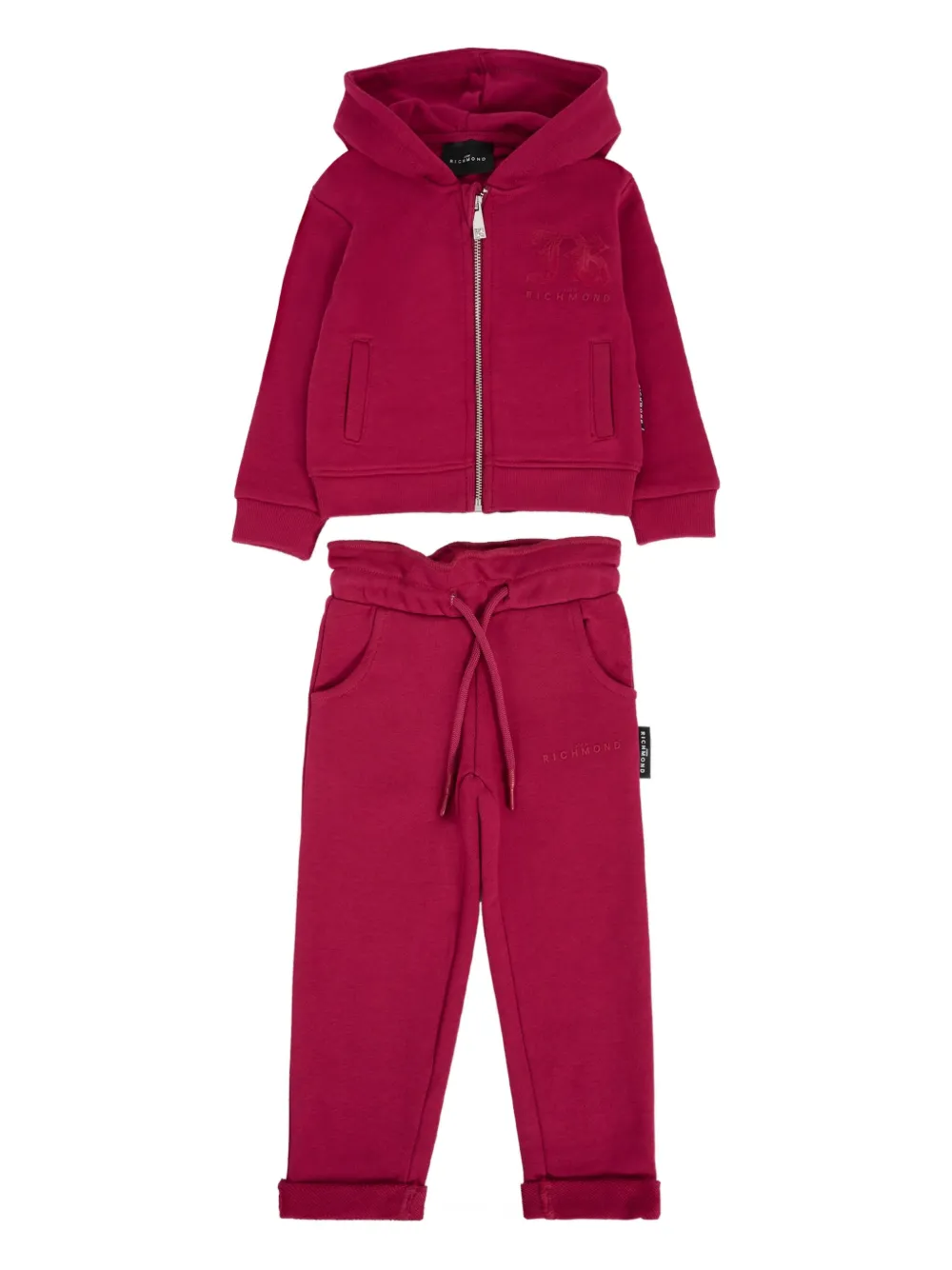 John Richmond Junior logo-embroidered cuffed tracksuit Rood