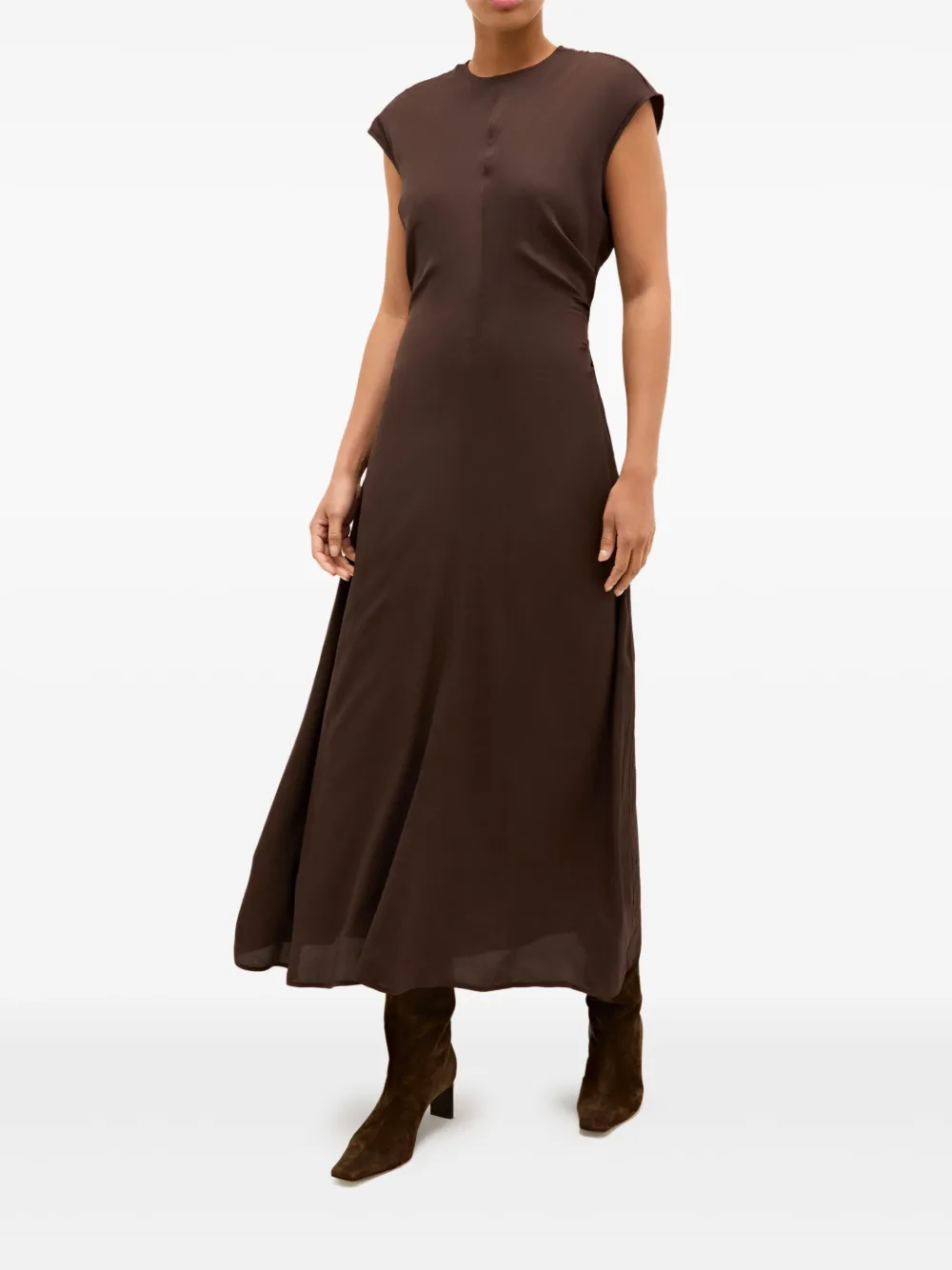Marie Oliver Zuri cap-sleeve midi dress - Bruin