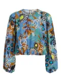 Marie Oliver Hallie balloon-sleeve printed top - Blue