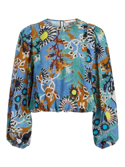 Marie Oliver Hallie balloon-sleeve printed top