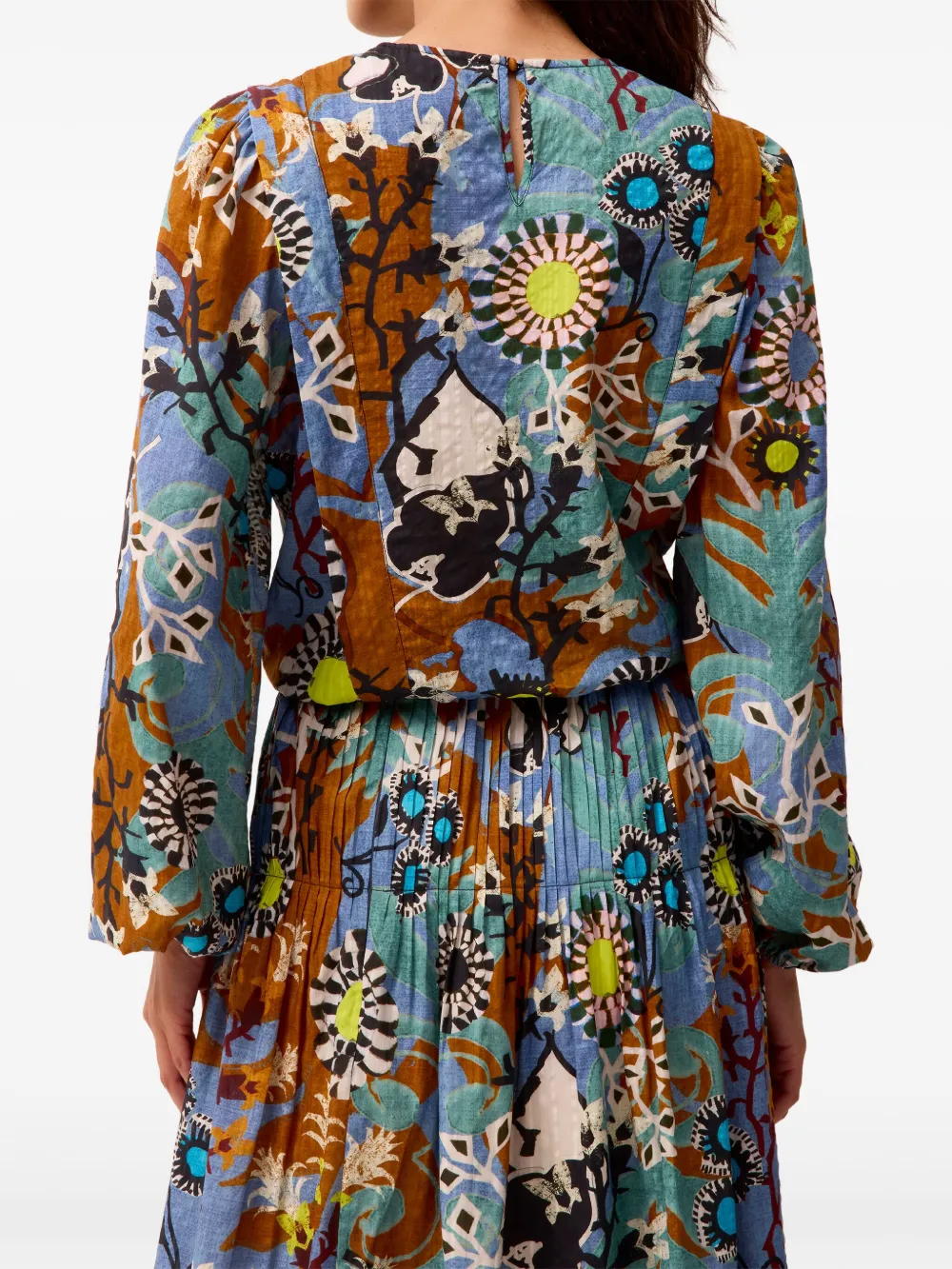 Marie Oliver Hallie Balloon-sleeve Printed Top In Multi