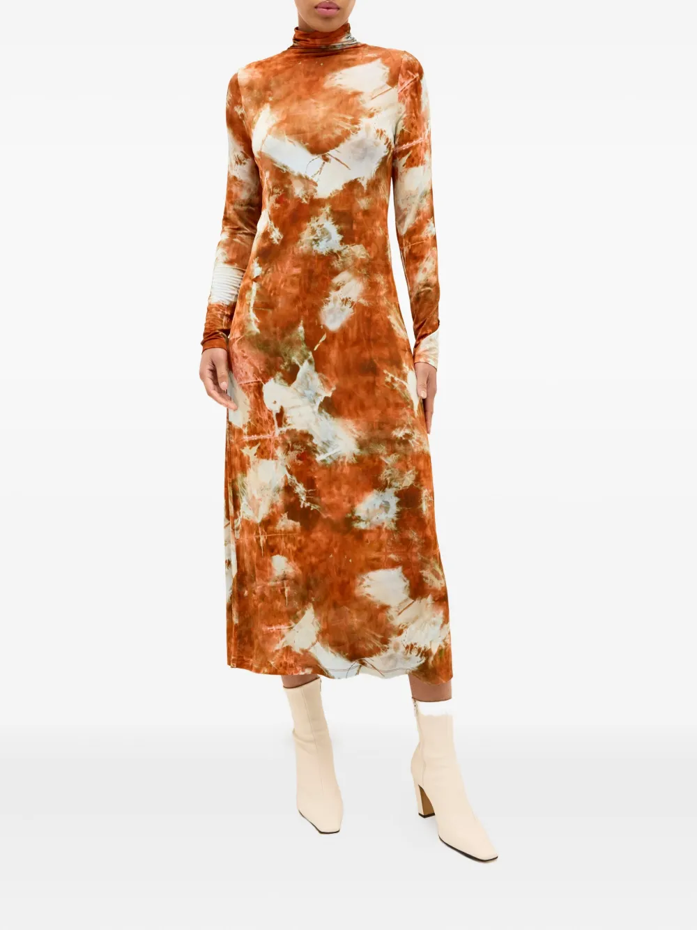 Marie Oliver Paxton Tie-dye Turtleneck Midi Dress In Pattern