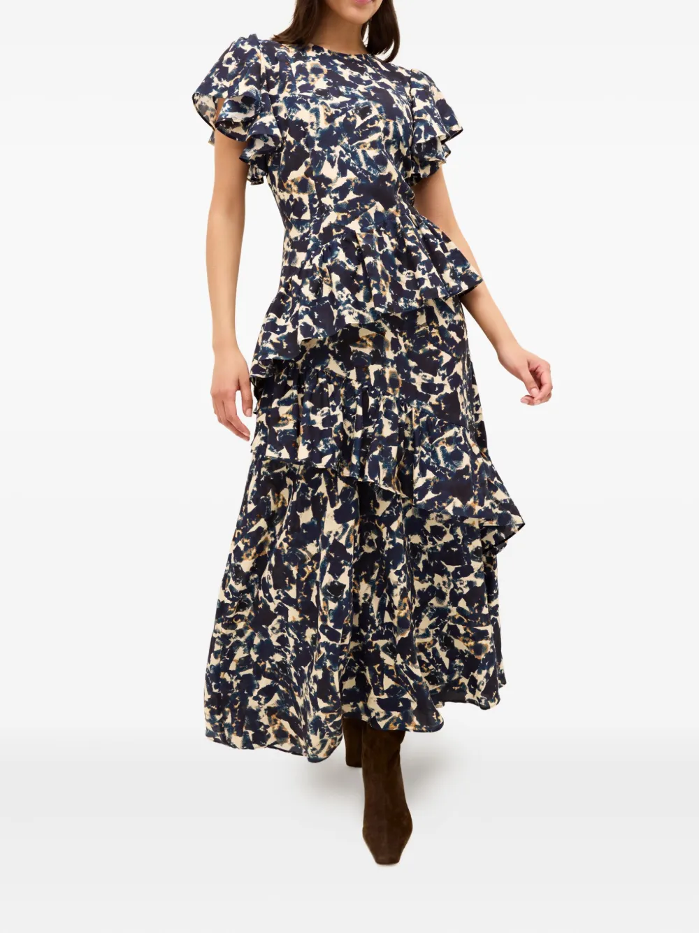 Marie Oliver Quinby maxi-jurk met ruches - Blauw