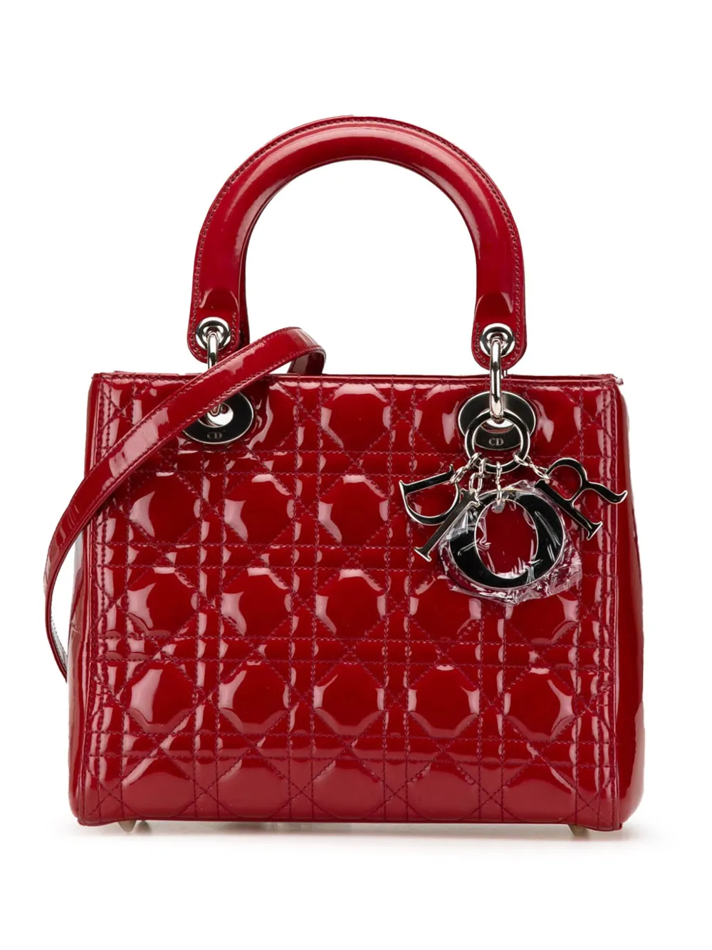 Christian Dior Pre-Owned 2012 ミディアム パテント カナージュ レディ ディオール サッチェルバッグ - Christian Dior Pre-Owned 2012 ミディアム パテント カナージュ レディ ディオール サッチェルバッグ -