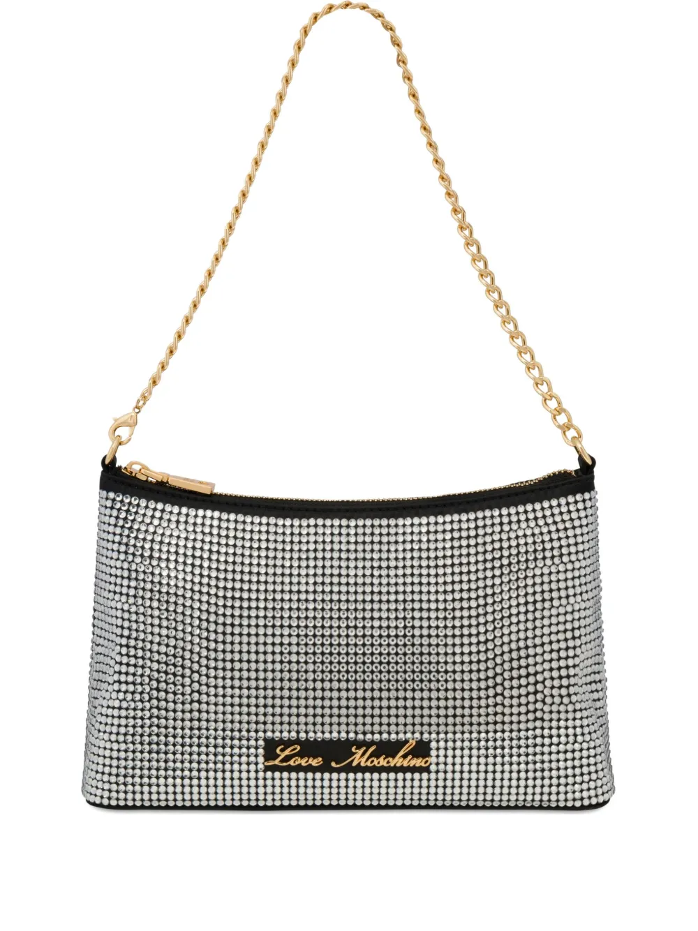 Love Moschino Schoudertas verfraaid met kristallen en ketting Zwart