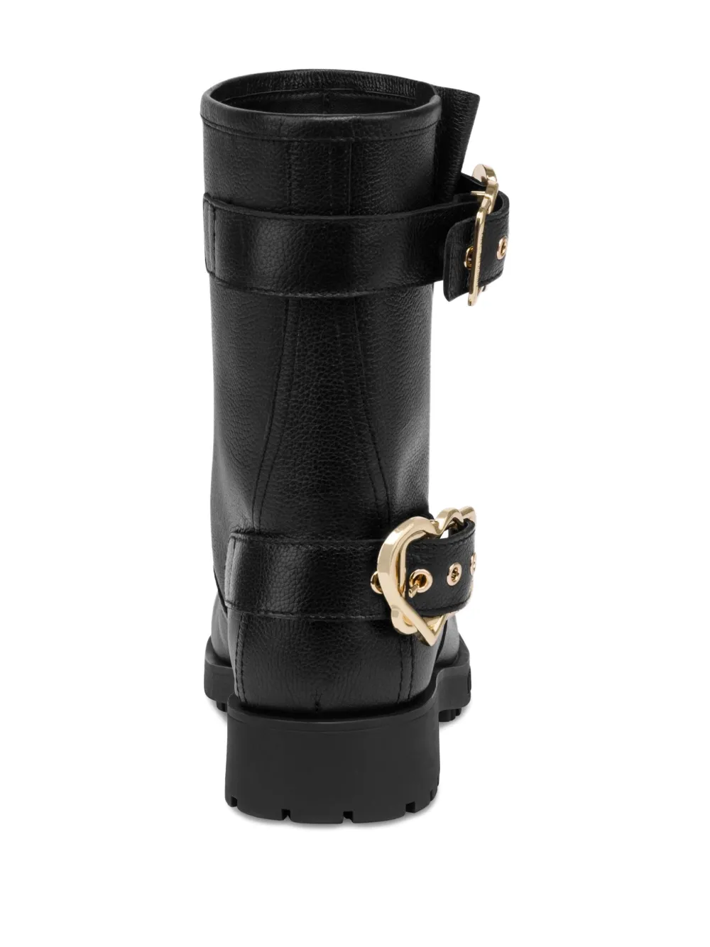 Love Moschino Leren laarzen met hartgesp Zwart