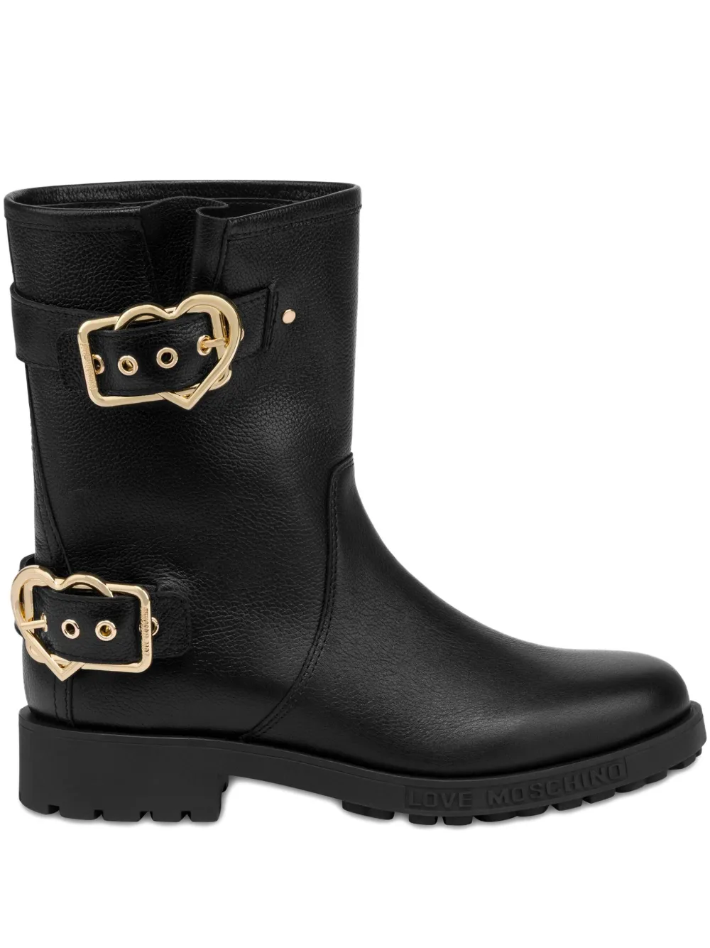 Love Moschino heart-buckle leather boots | Black | Image 1