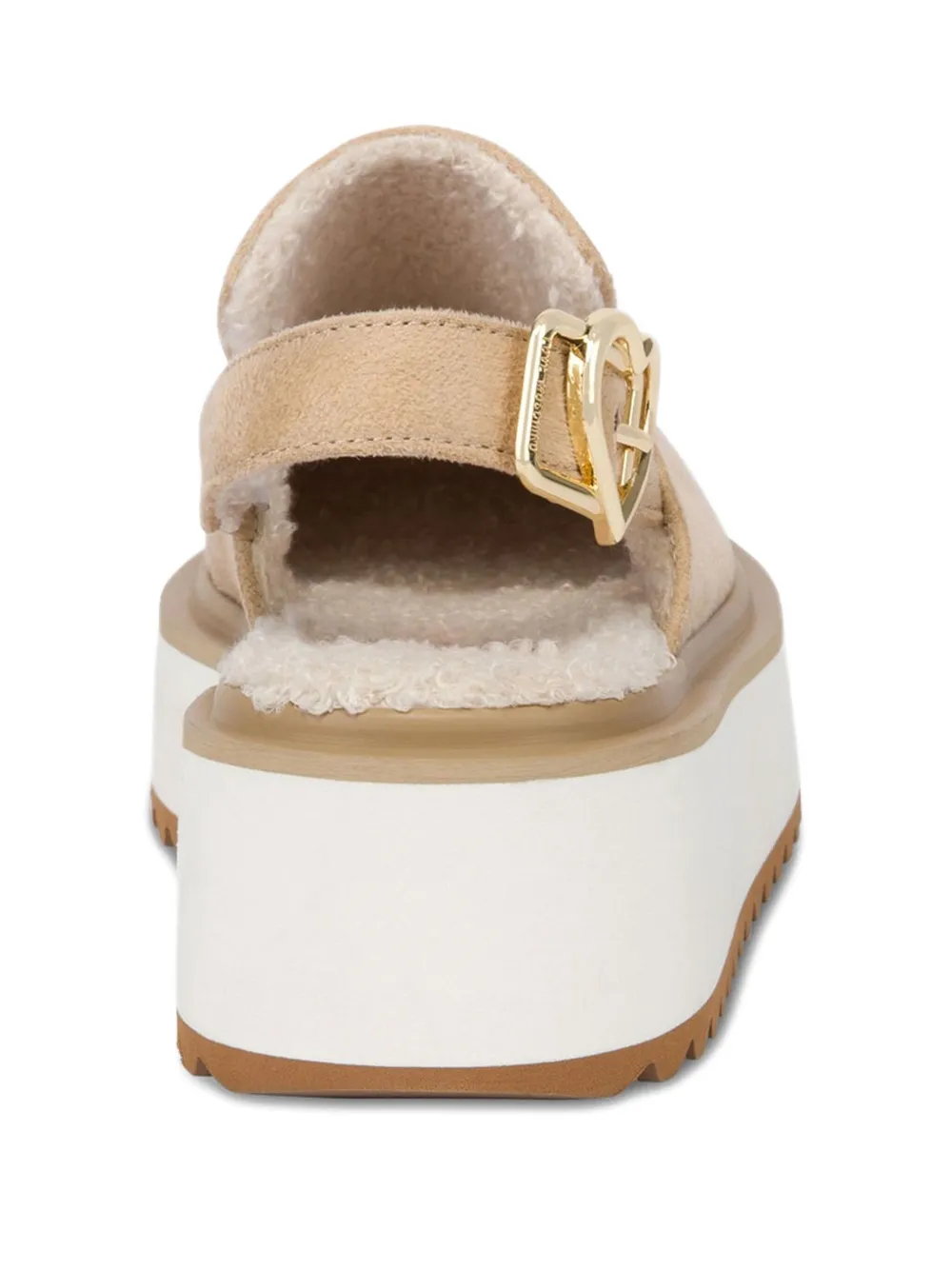 Love Moschino Muiltjes met plateauzool en hartgesp Beige