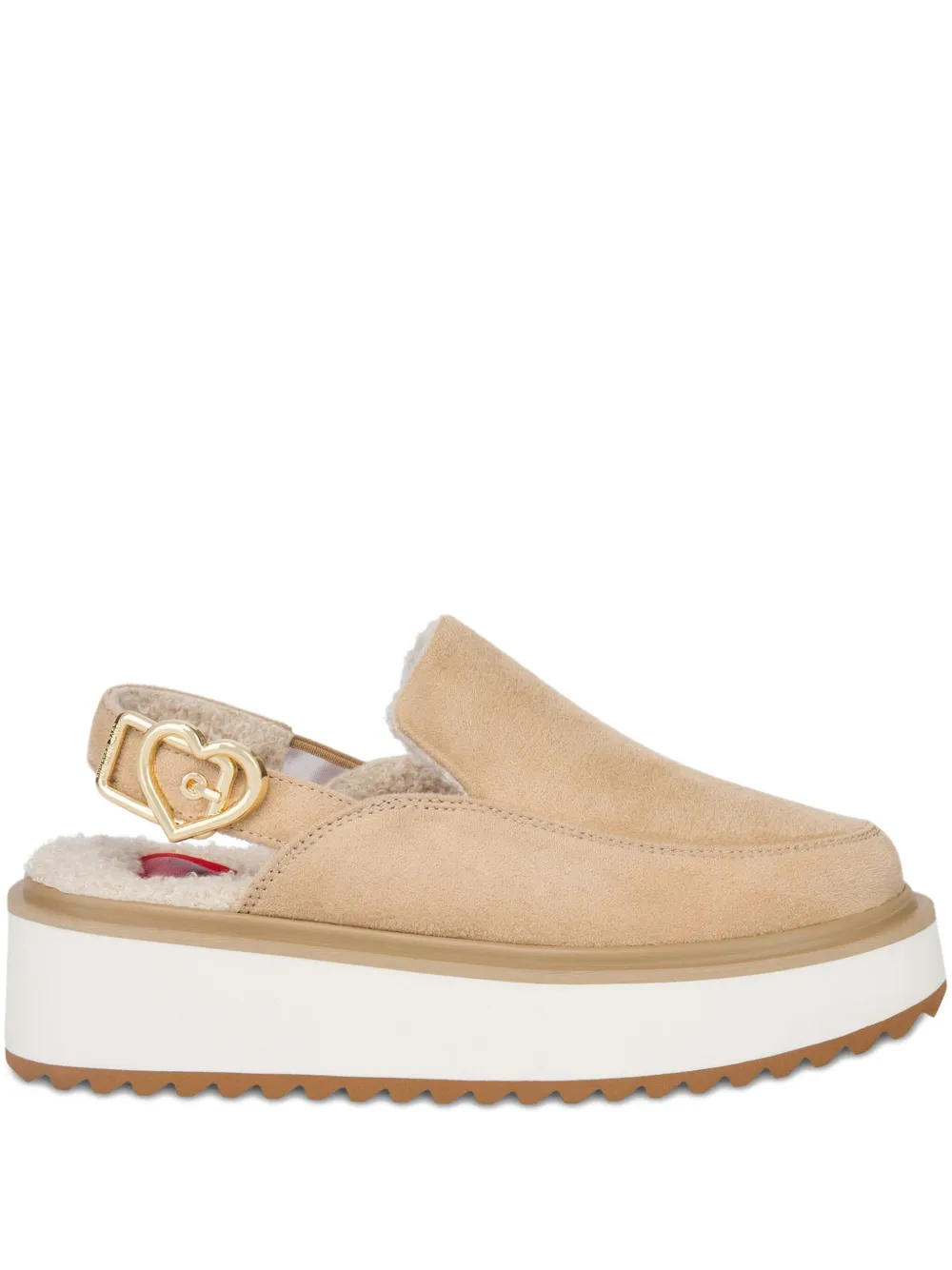 Love Moschino Muiltjes met plateauzool en hartgesp Beige