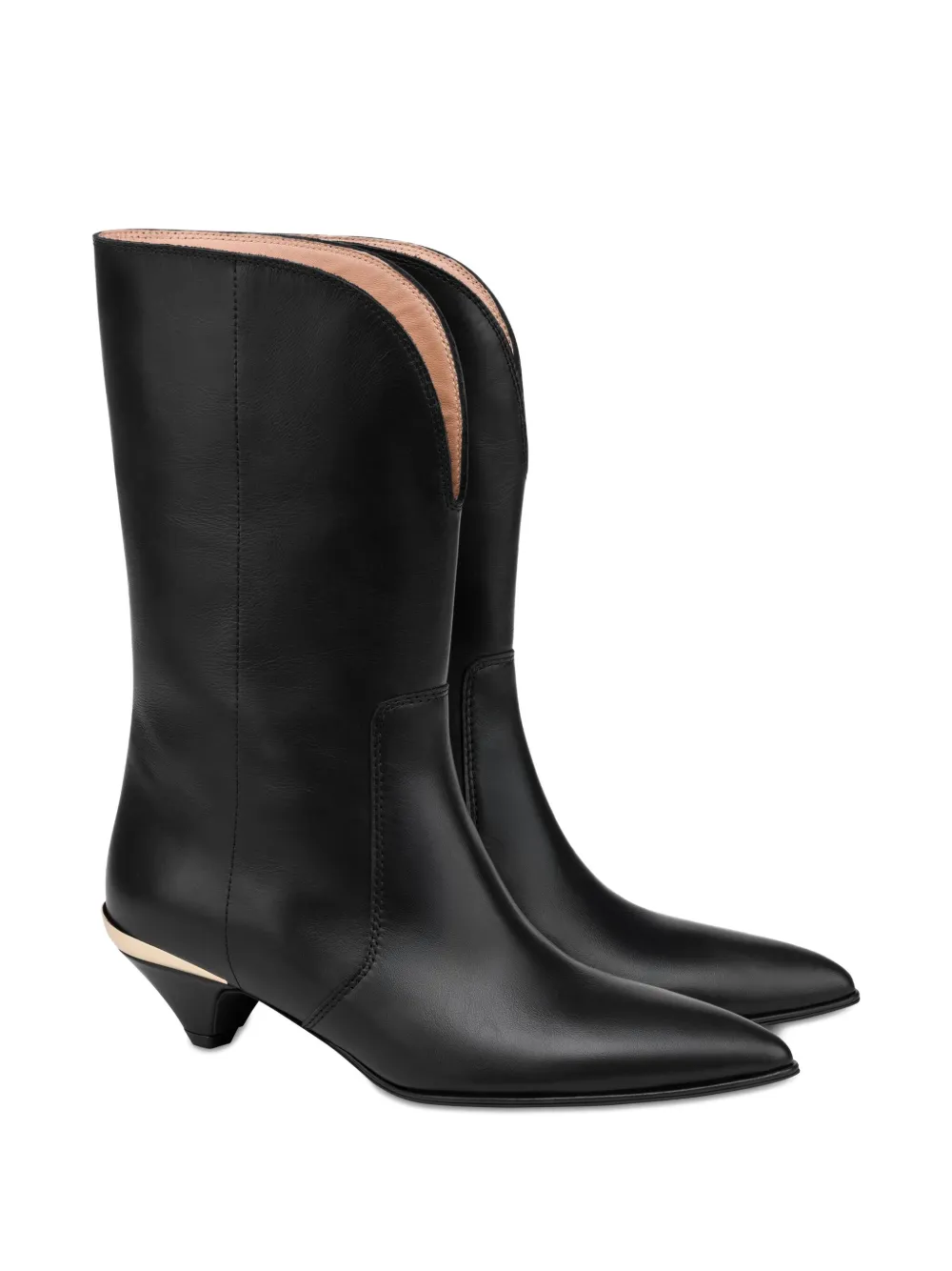 Love Moschino Calf Leather Pointed-toe Boots In Animal Print