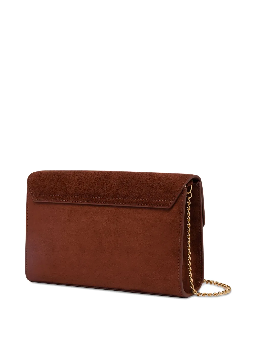 Love Moschino Heart-shaped Clasp Suede Bag In Brown