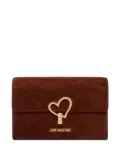 Love Moschino heart-shaped clasp suede bag - Brown