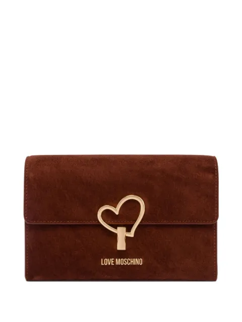 Love Moschino heart-shaped clasp suede bag