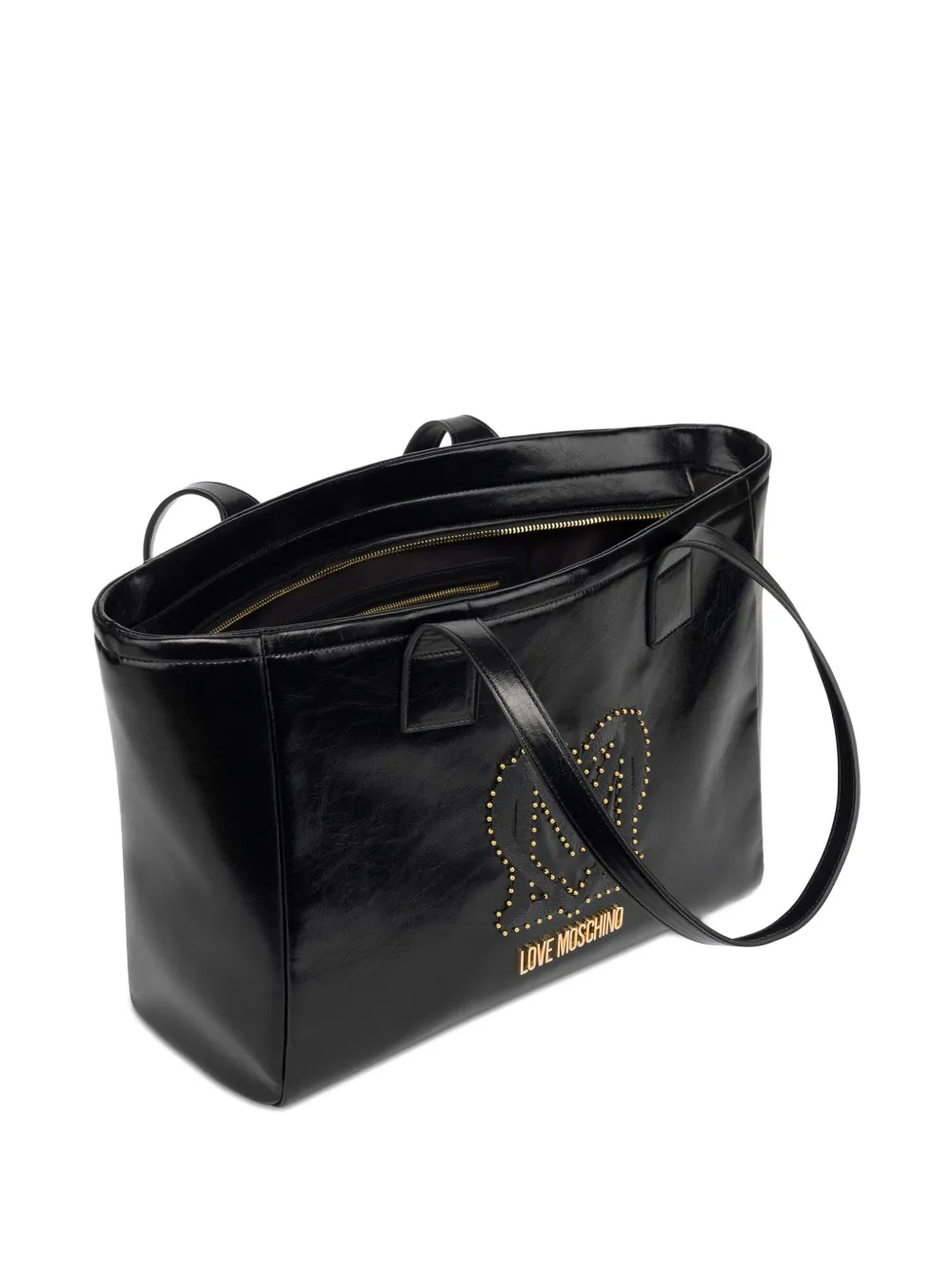 Love Moschino Shopper met logoplakkaat - Zwart