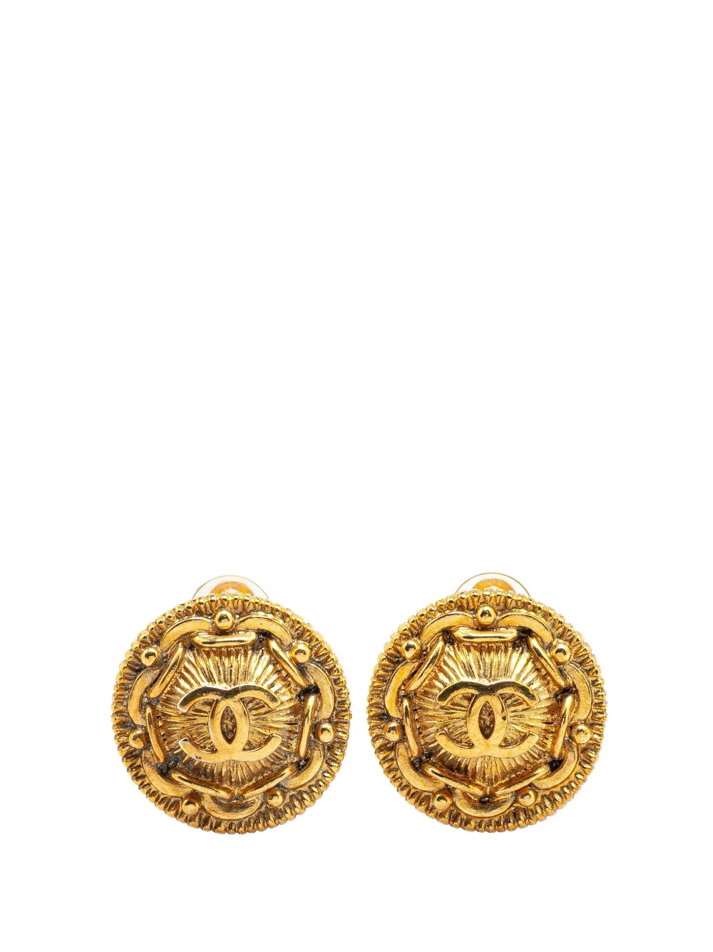 CHANEL Pre-Owned 1997 ゴールドプレーテッド ココマーク ラウンド クリップオン コスチューム イヤリング - CHANEL Pre-Owned 1997 ゴールドプレーテッド ココマーク ラウンド クリップオン コスチューム イヤリング -
