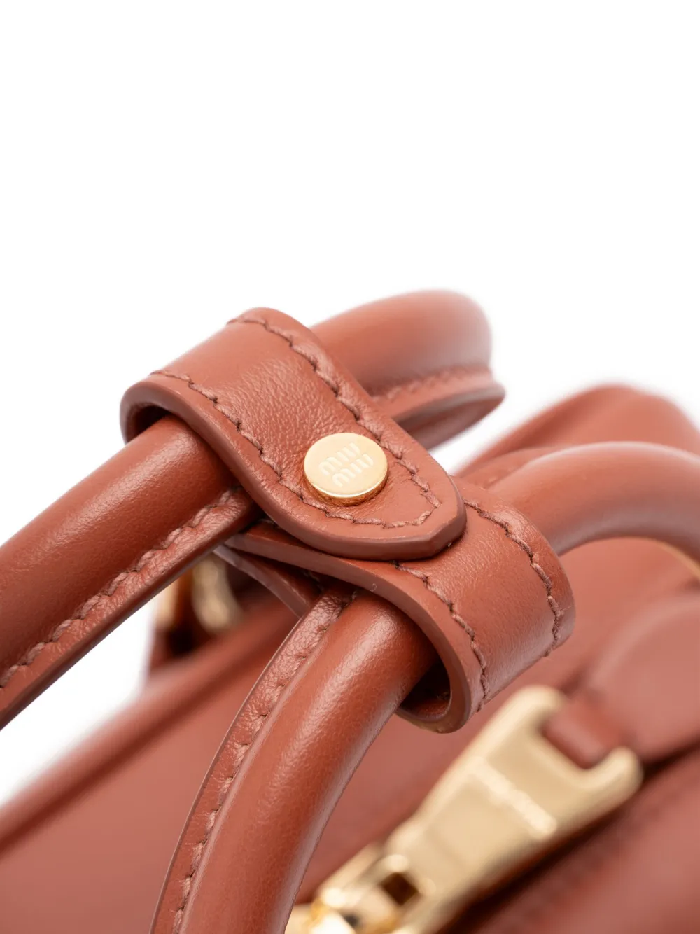 Miu Arcadie shopper met logoplakkaat en handvat Beige