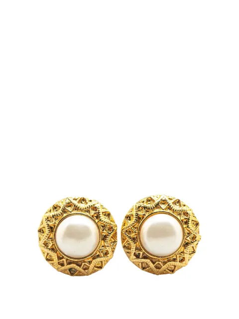 CHANEL Pre-Owned 1970-1980 vergoldete runde Ohrclips mit Kunstperlen