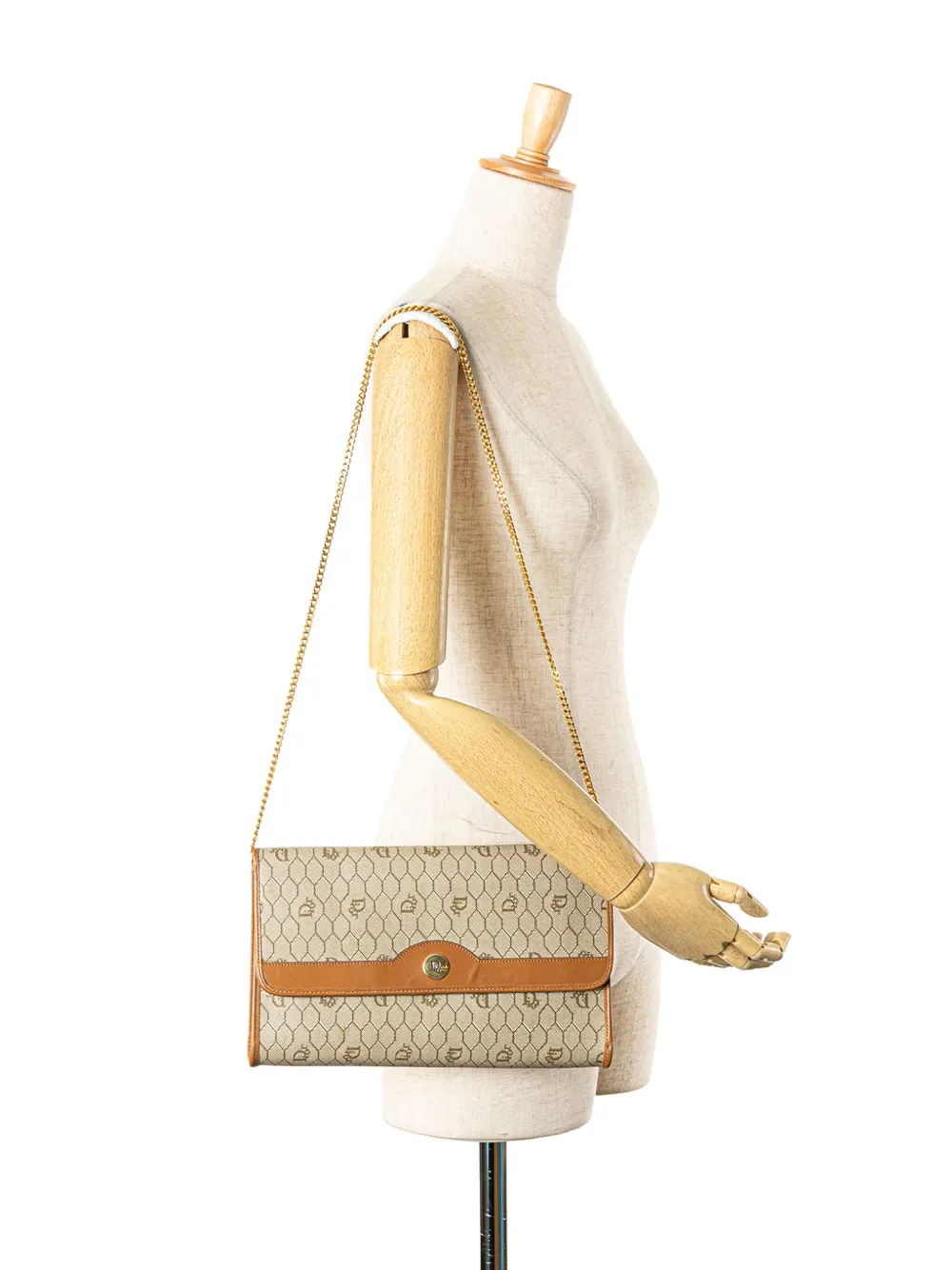 Pre-owned Dior 20th Century Honeycomb Coated Canvas Chain Shoulder Bag