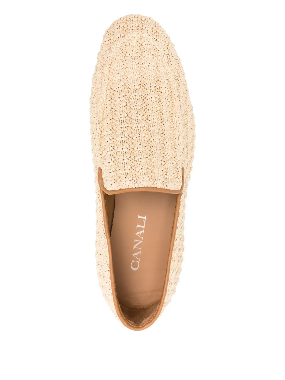 Canali woven raffia leather loafers Neutrals