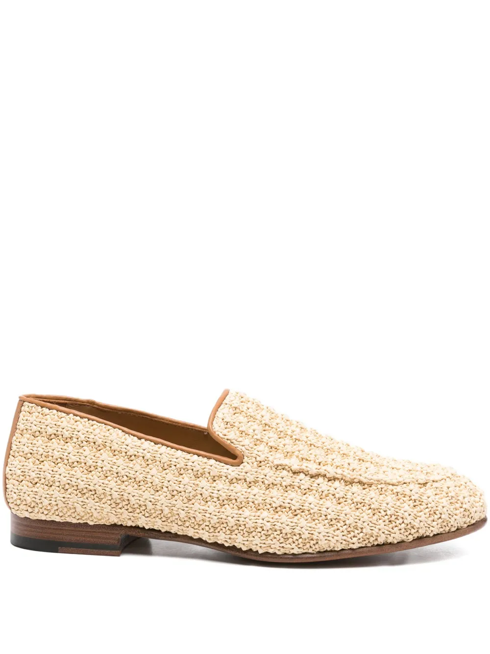 Canali woven raffia leather loafers Neutrals