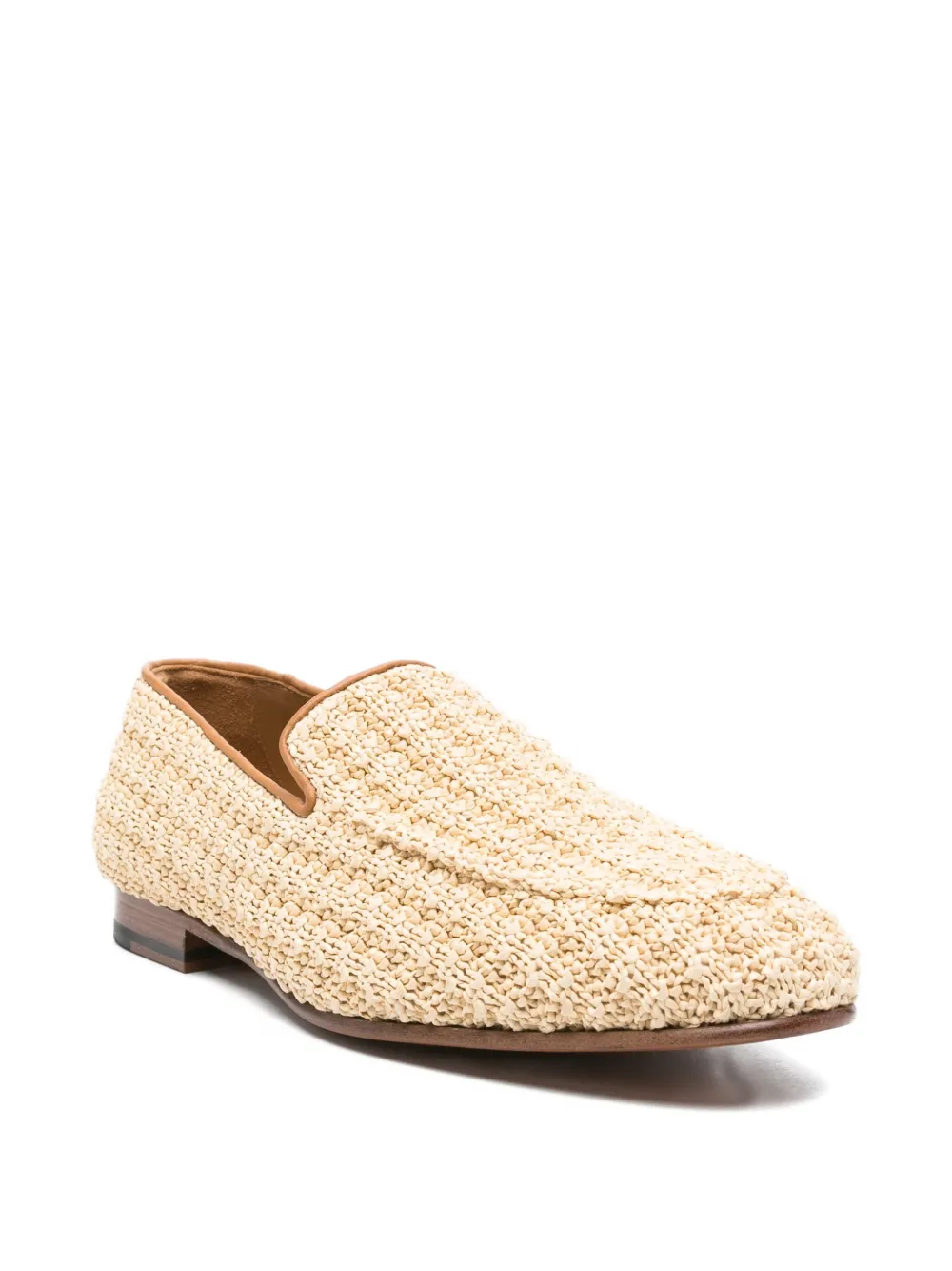 Canali woven raffia leather loafers Neutrals