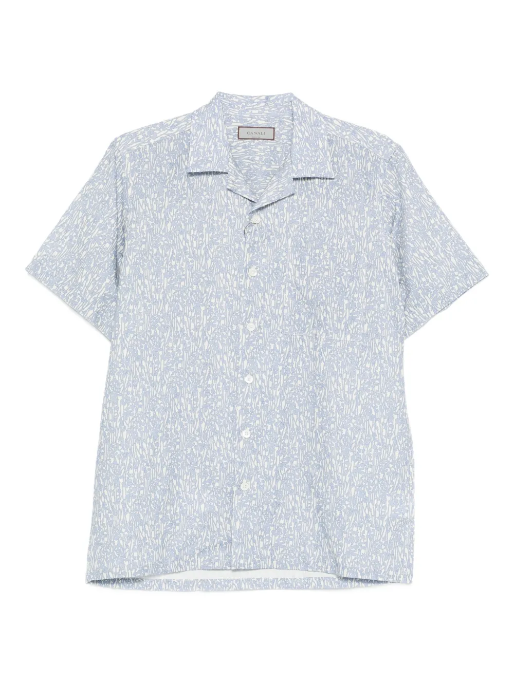 Canali Overhemd met omgekeerde kraag en patroon Blauw
