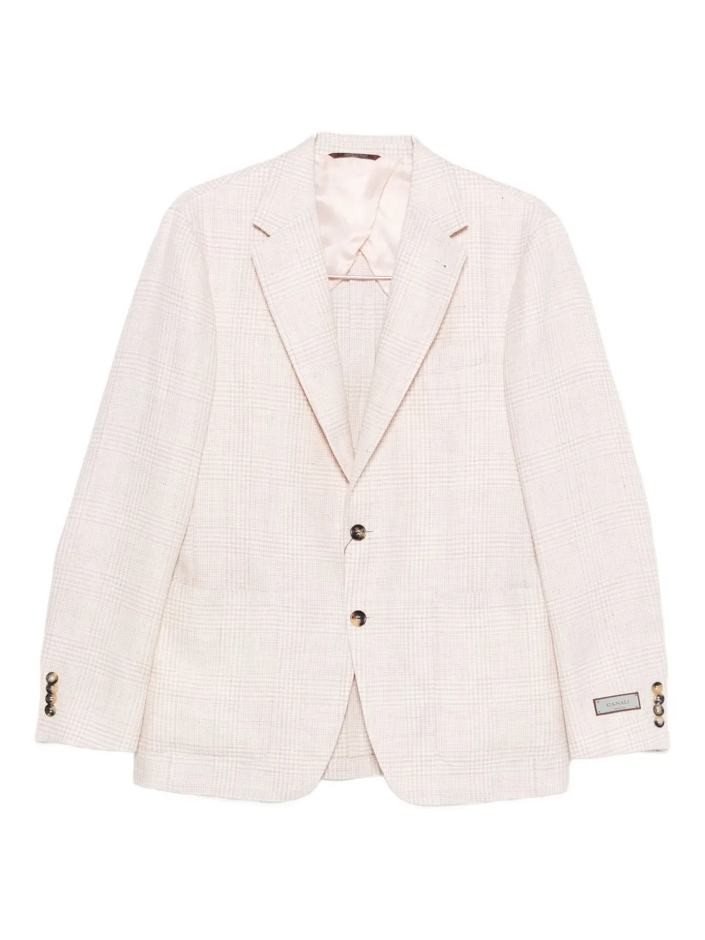 Canali Checked Linen-blend Blazer In Neutral