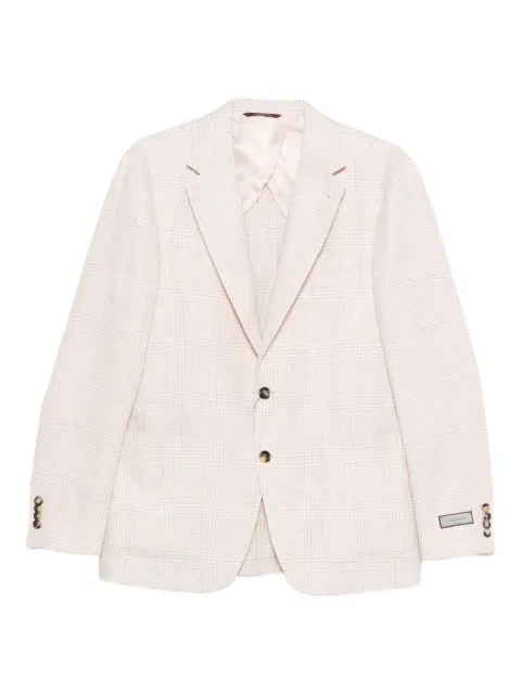 Canali checked linen-blend blazer