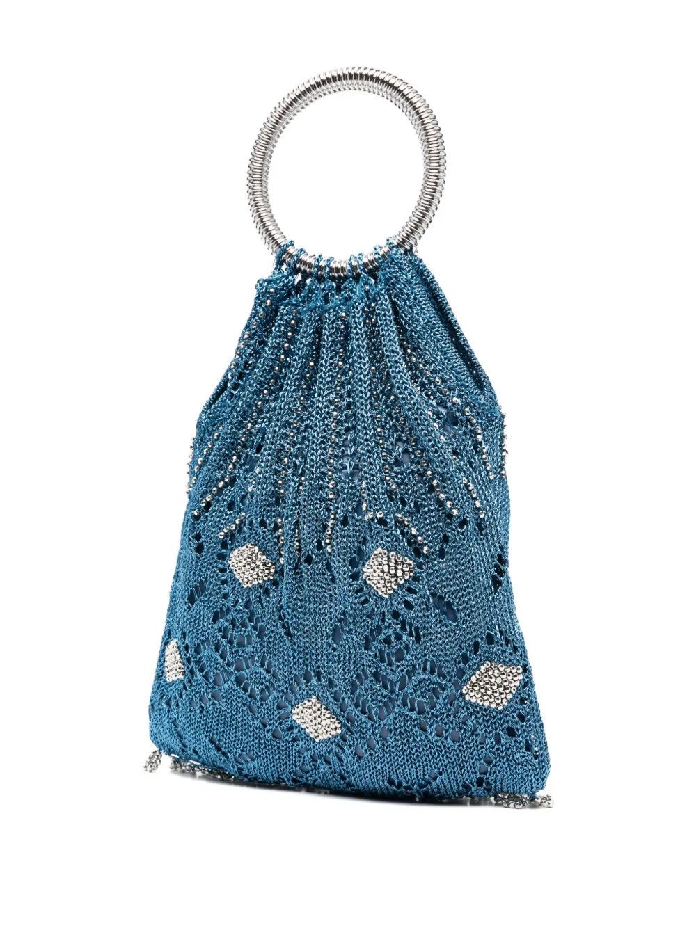 Rabanne Beaded Circular-handle Tote Bag In Blue