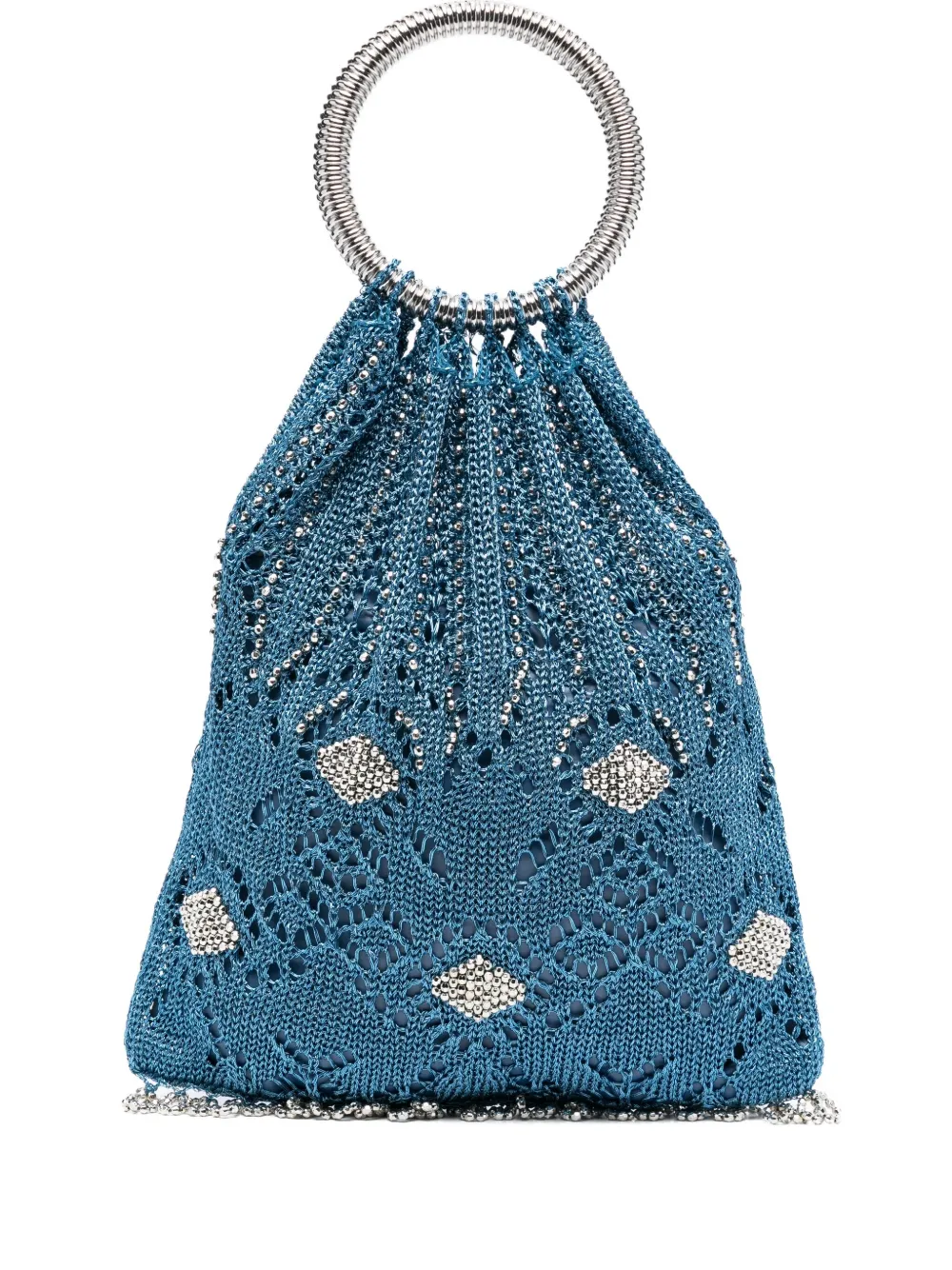 Rabanne Beaded Circular-handle Tote Bag In Blue