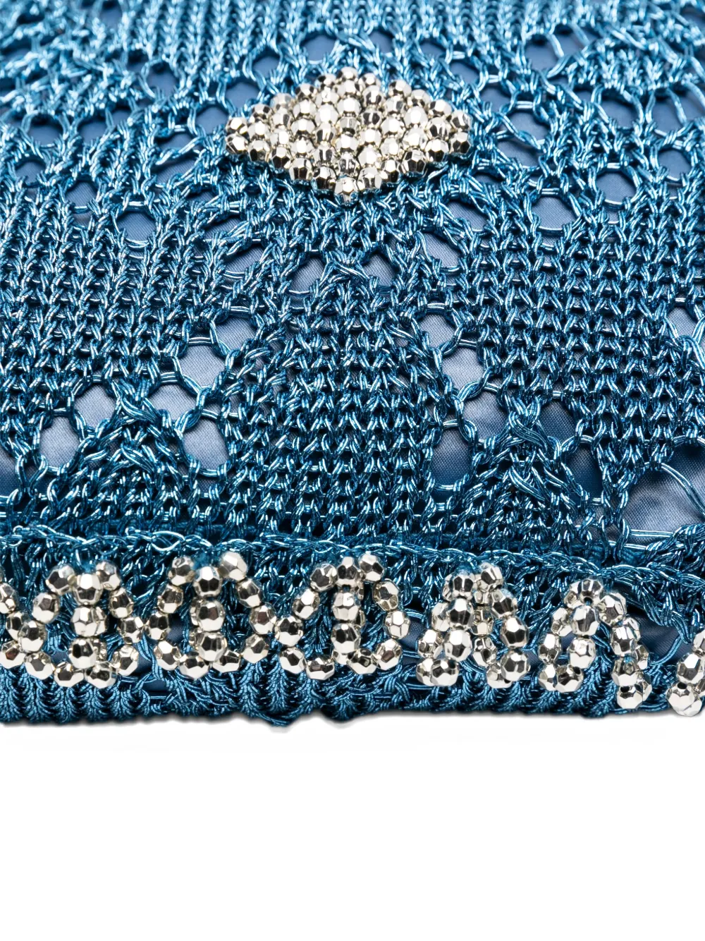 Rabanne Beaded Circular-handle Tote Bag In Blue