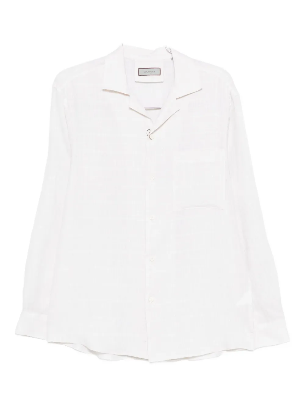 Canali Camp-collar Linen Shirt In White