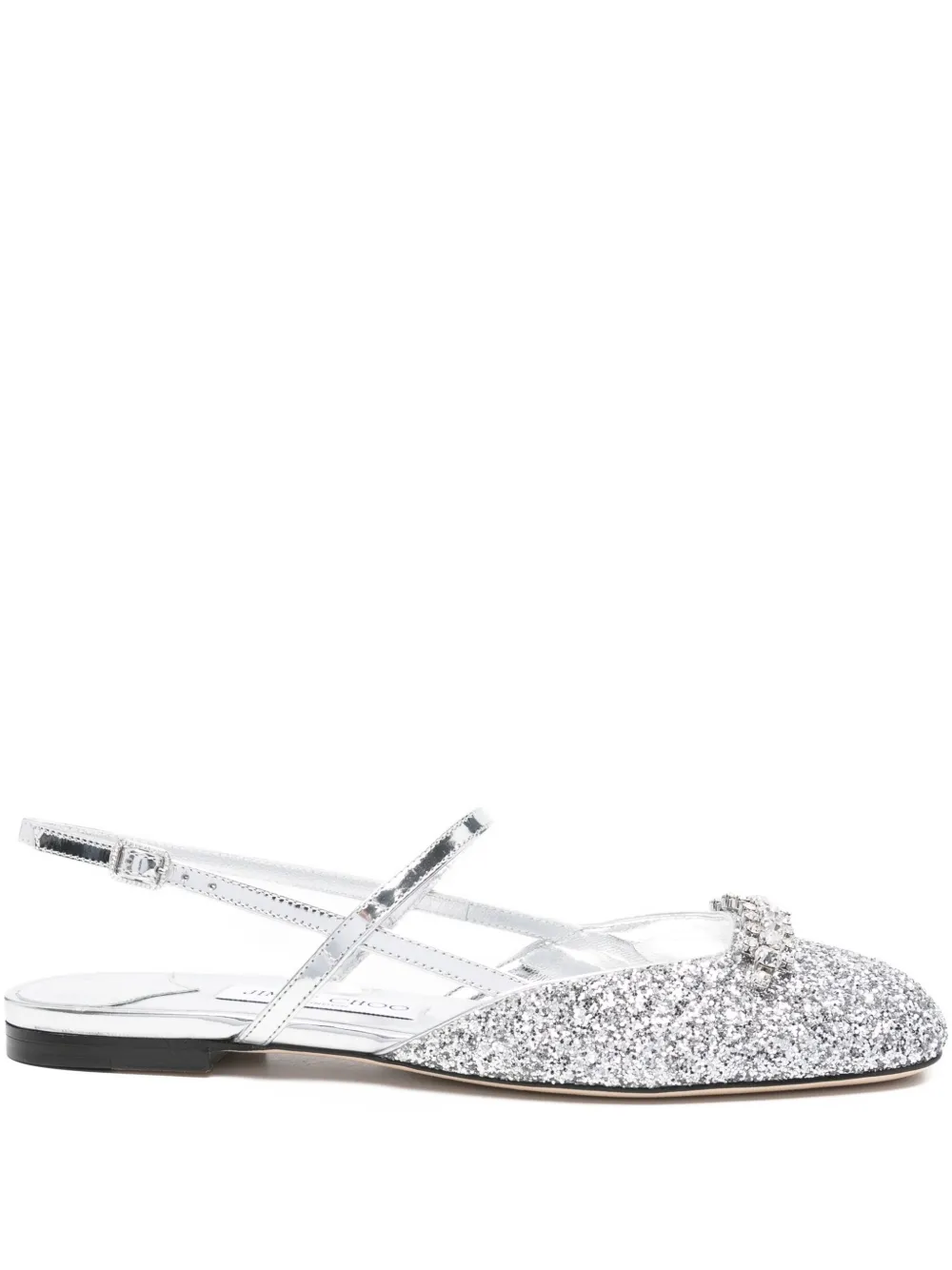 Jimmy Choo Belinda Glitter-embellished Slingback Sandals In Silver