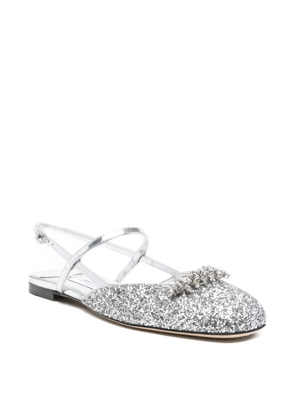 Jimmy Choo Belinda glitter-embellished slingback sandals Silver