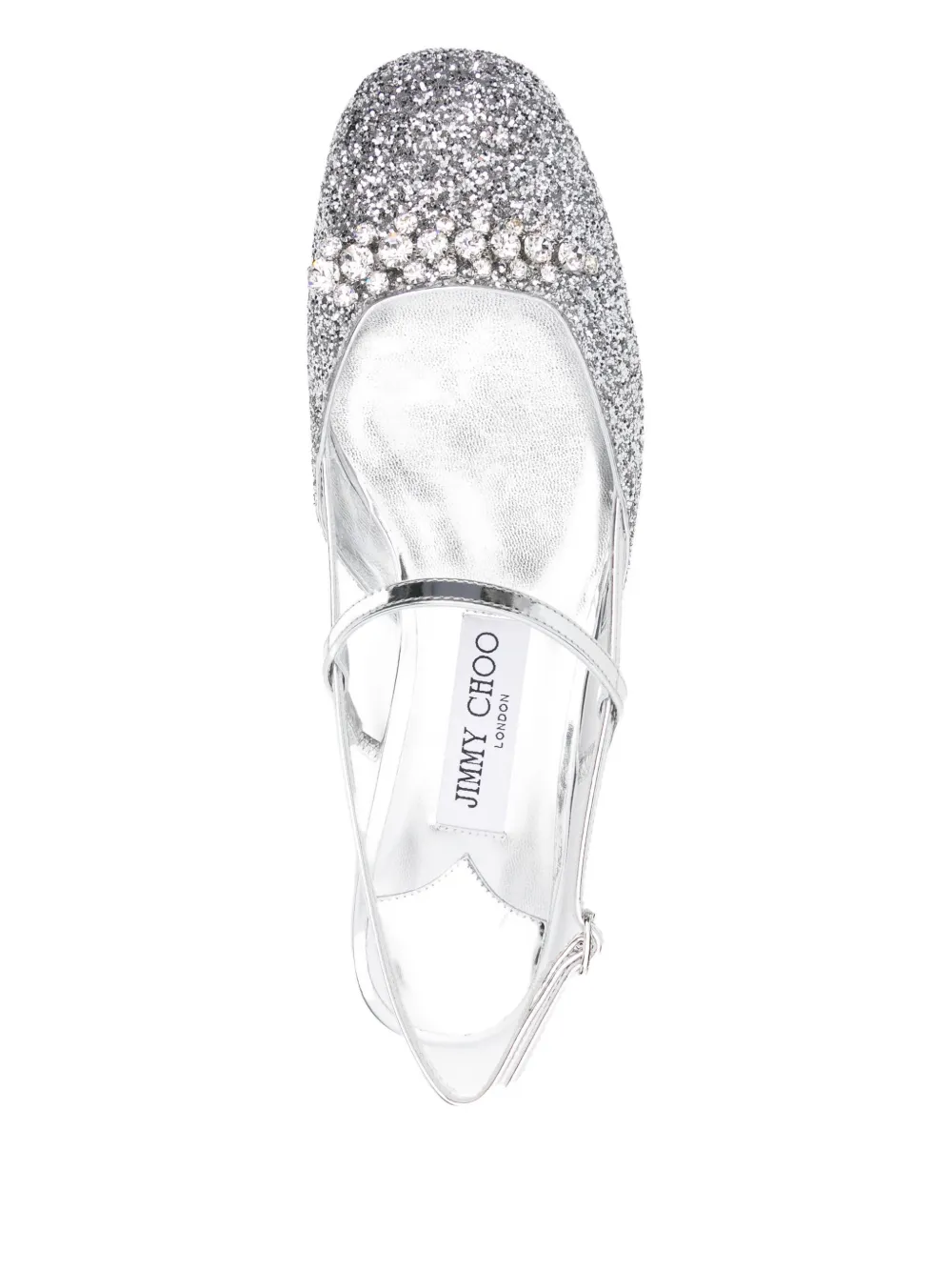 Jimmy Choo Belinda glitter-embellished slingback sandals Silver
