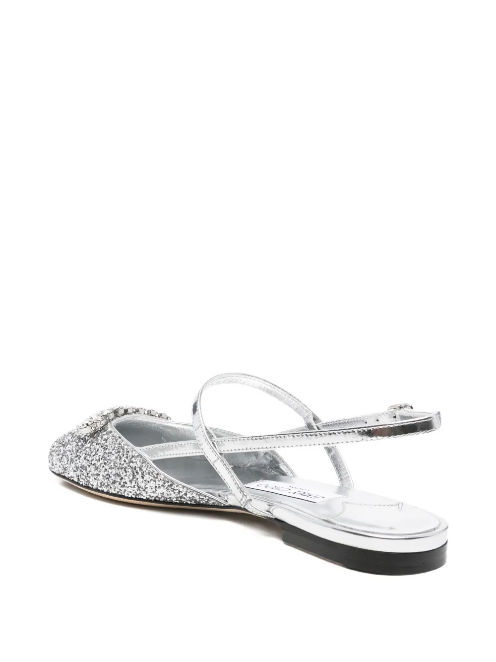 Jimmy Choo Belinda glitter-embellished slingback sandals Silver