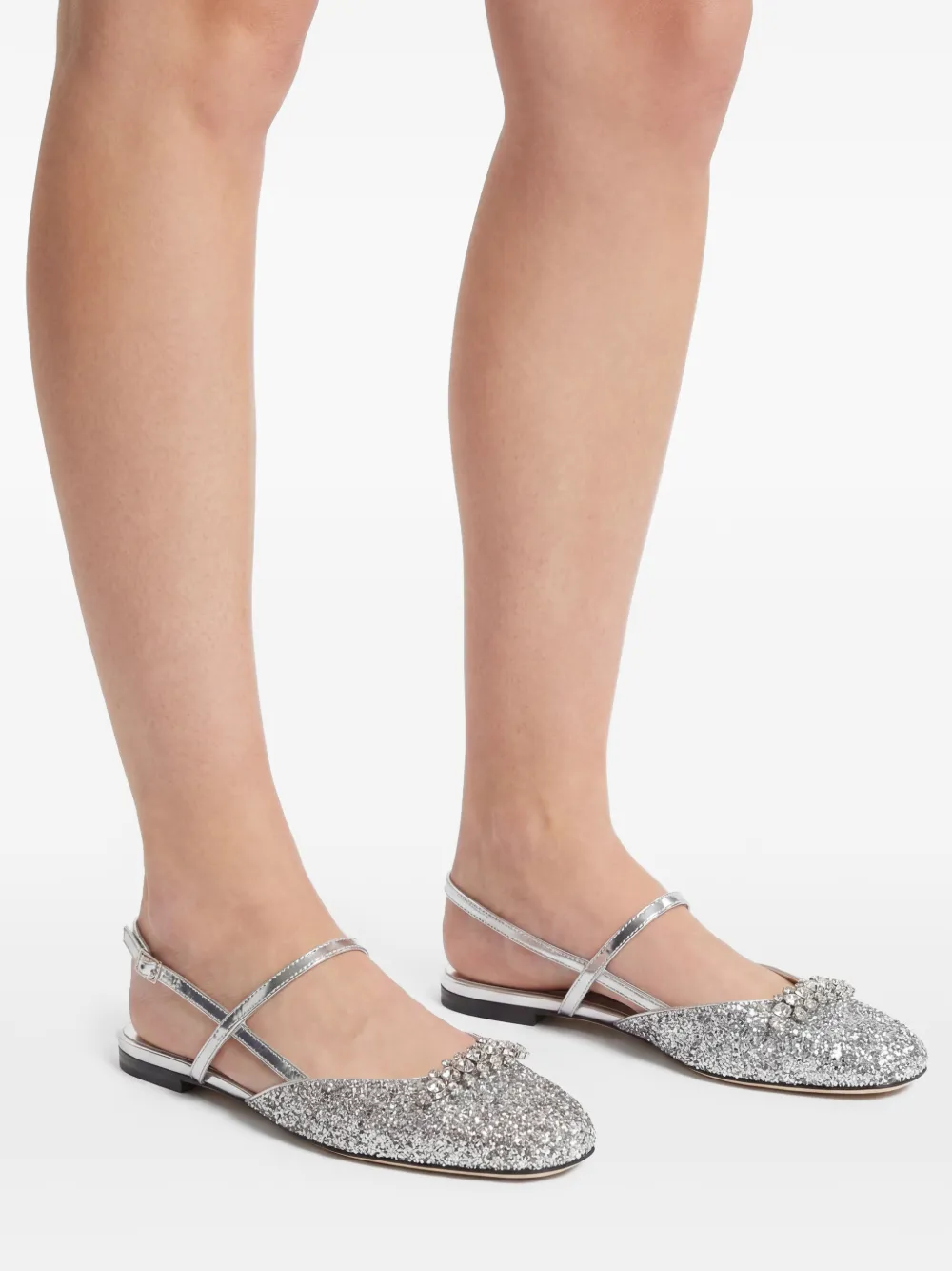 Jimmy Choo Belinda slingback sandalen verfraaid met glitters Zilver