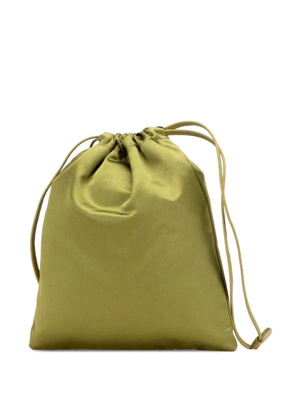 MIU MIU ダッチェス ポーチ オリーブグリーン Miu Miu Pre-Owned 2010-2025 Satin Duchesse Drawstring Pouch