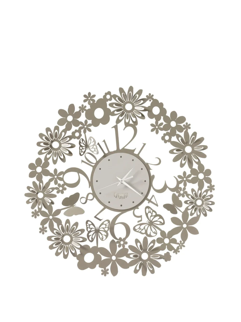 Arti & Mestieri flower-butterfly wall clock (50cm) | Neutrals | Image 1