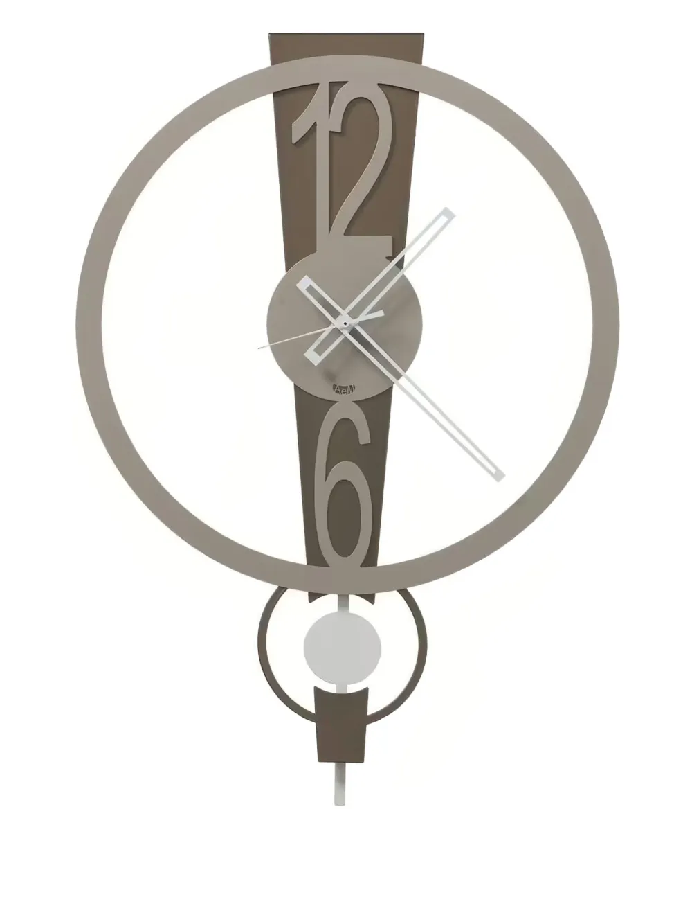 Arti & Mestieri circular pendulum wall clock (60cm x 42cm) | Grey | Image 1