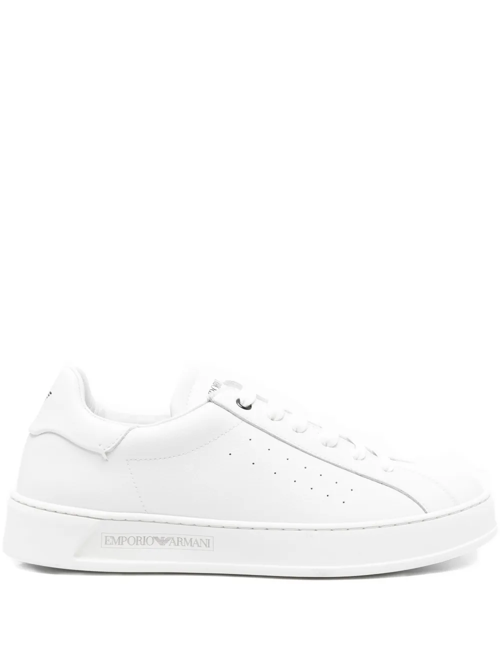 Emporio Armani logo-detail leather sneakers White