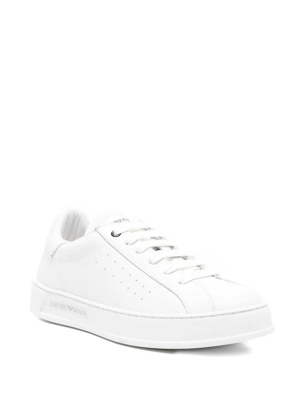 Emporio Armani logo-detail leather sneakers - Wit