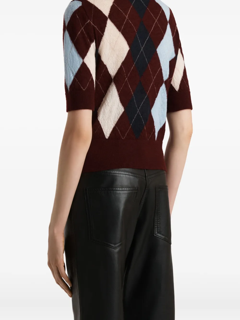 Khaite Diamond-pattern Short-sleeve Top In Brown